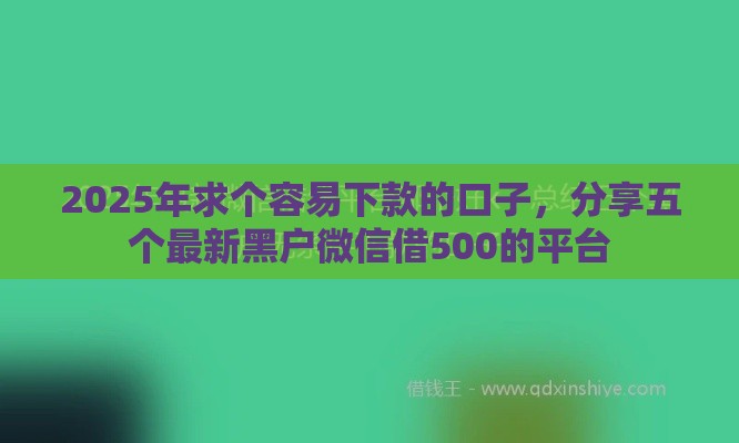 2025年求个容易下款的口子，分享五个最新黑户微信借500的平台