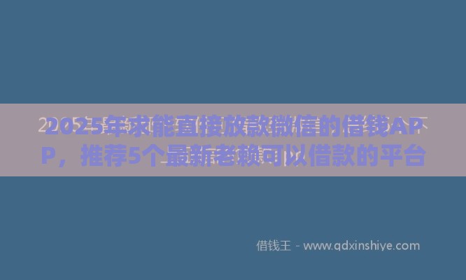 2025年求能直接放款微信的借钱APP，推荐5个最新老赖可以借款的平台的