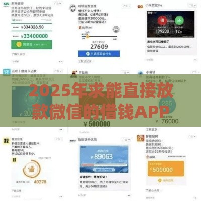 2025年求能直接放款微信的借钱APP，推荐5个最新老赖可以借款的平台的