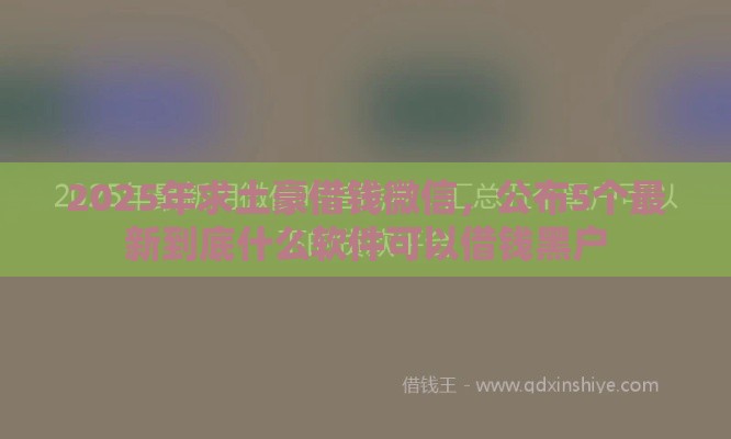 2025年求土豪借钱微信，公布5个最新到底什么软件可以借钱黑户