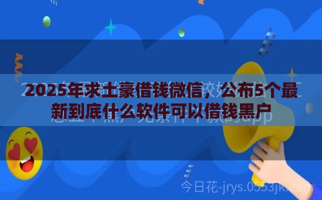 2025年求土豪借钱微信，公布5个最新到底什么软件可以借钱黑户