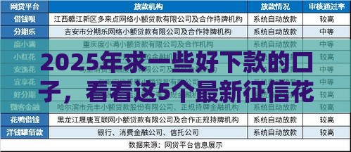 2025年求一些好下款的口子，看看这5个最新征信花贷款平台好下款