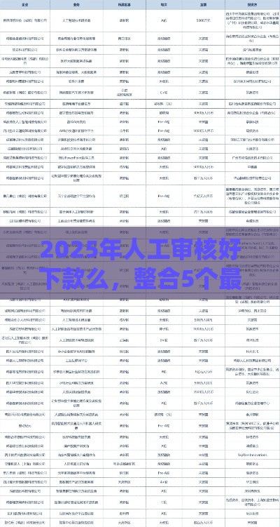 2025年人工审核好下款么，整合5个最新融资平台