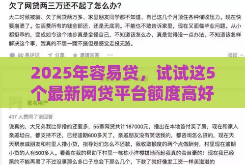 2025年容易贷，试试这5个最新网贷平台额度高好下款的