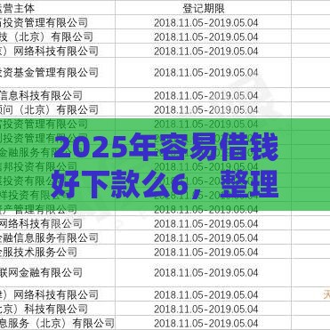2025年容易借钱好下款么6,整理5个最新网贷平台都很好借钱 2025年容易借钱好下款么6,整理5个最新网贷平台都很好借钱