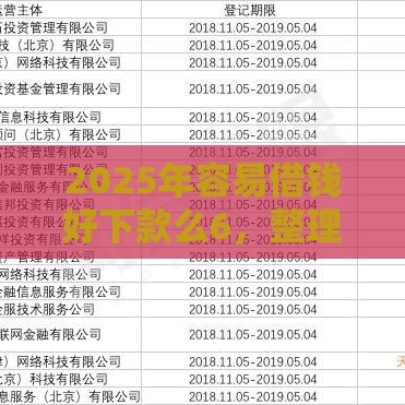 2025年容易借钱好下款么6,整理5个最新网贷平台都很好借钱 2025年容易借钱好下款么6,整理5个最新网贷平台都很好借钱