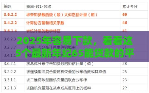2025年容易下款，看看这5个最新年纪65能贷款的平台
