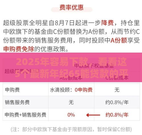 2025年容易下款，看看这5个最新年纪65能贷款的平台