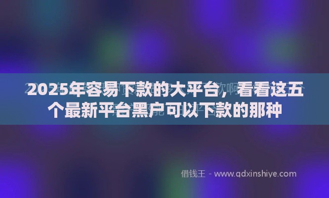 2025年容易下款的大平台，看看这五个最新平台黑户可以下款的那种