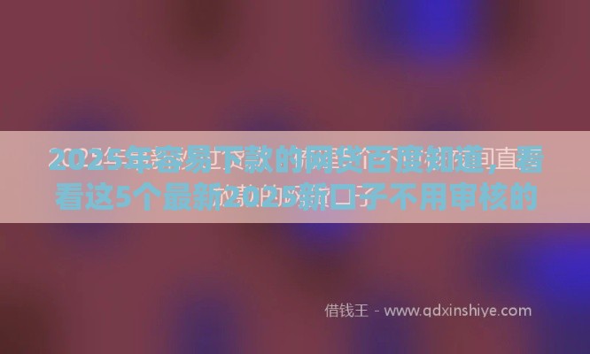 2025年容易下款的网贷百度知道，看看这5个最新2025新口子不用审核的方法