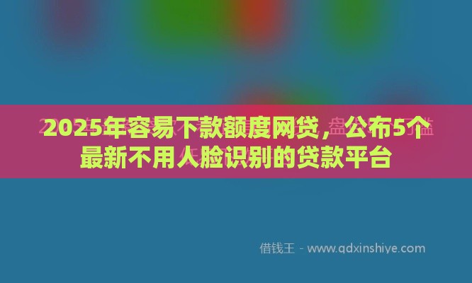 2025年容易下款额度网贷，公布5个最新不用人脸识别的贷款平台