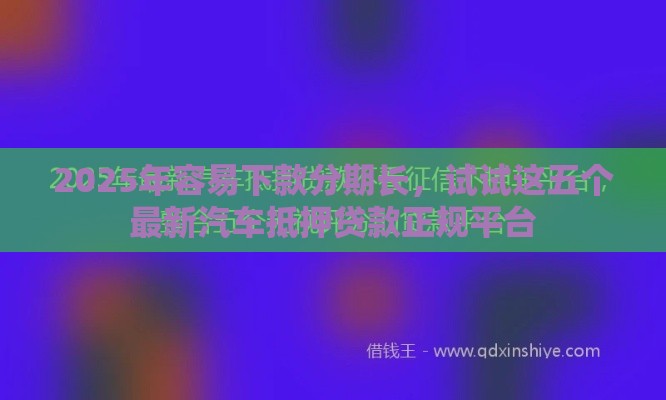 2025年容易下款分期长，试试这五个最新汽车抵押贷款正规平台