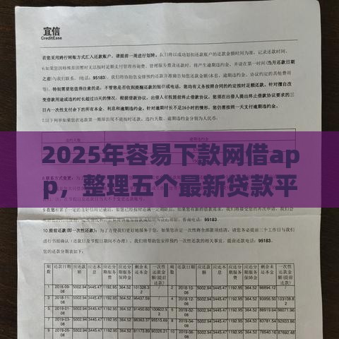 2025年容易下款网借app，整理五个最新贷款平台推荐