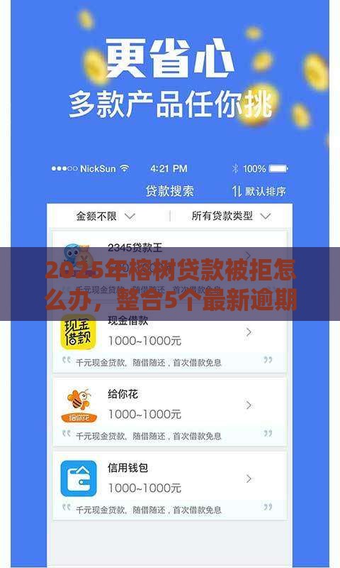 2025年榕树贷款被拒怎么办，整合5个最新逾期也能贷款的平台