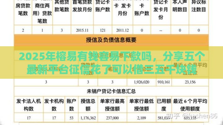 2025年榕易有钱容易下款吗，分享五个最新平台征信花了可以借三五千块钱