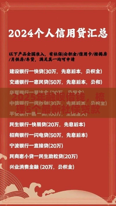 2025年融呗借钱，梳理5个最新社保贷款平台