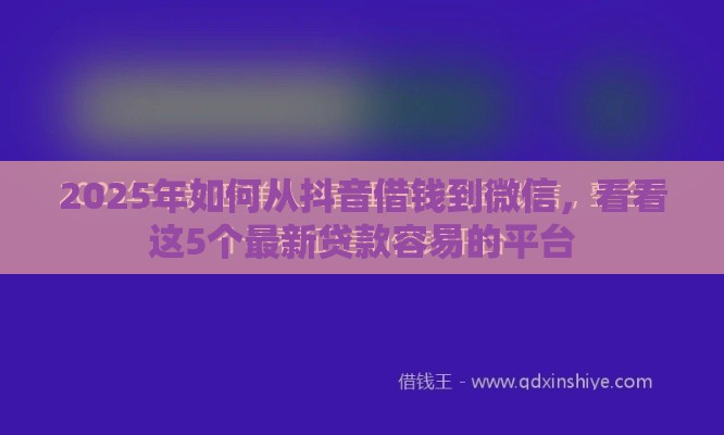 2025年如何从抖音借钱到微信，看看这5个最新贷款容易的平台