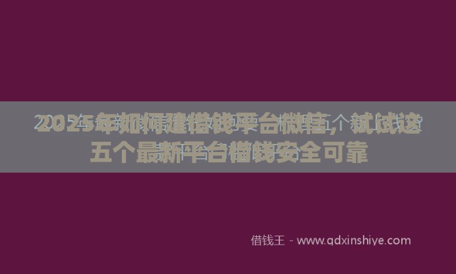2025年如何建借钱平台微信，试试这五个最新平台借钱安全可靠