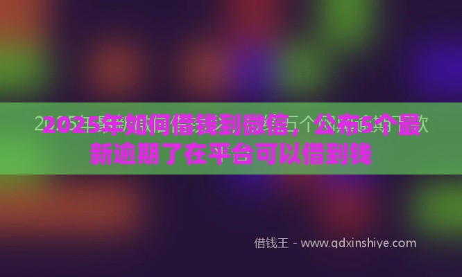 2025年如何借钱到微信，公布5个最新逾期了在平台可以借到钱