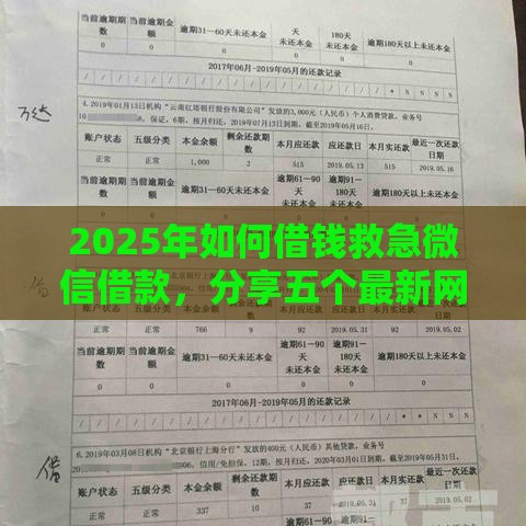 2025年如何借钱救急微信借款，分享五个最新网贷最靠谱的平台