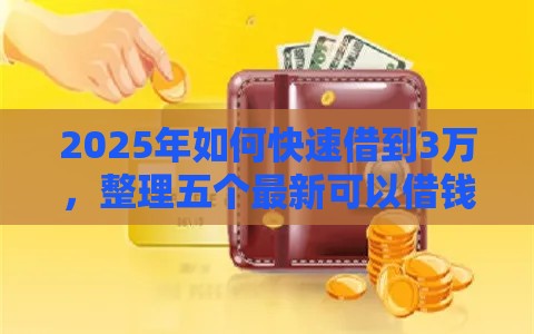 2025年如何快速借到3万，整理五个最新可以借钱的正规平台