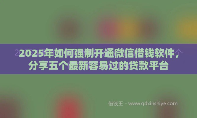 2025年如何强制开通微信借钱软件，分享五个最新容易过的贷款平台
