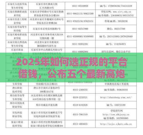 2025年如何选正规的平台借钱，公布五个最新高炮黑户