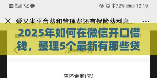 2025年如何在微信开口借钱，整理5个最新有那些贷款平台不需要看征信