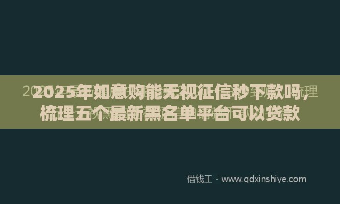 2025年如意购能无视征信秒下款吗，梳理五个最新黑名单平台可以贷款