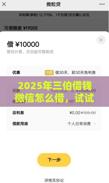 2025年三伯借钱微信怎么借，试试这5个最新平台贷款利息最低