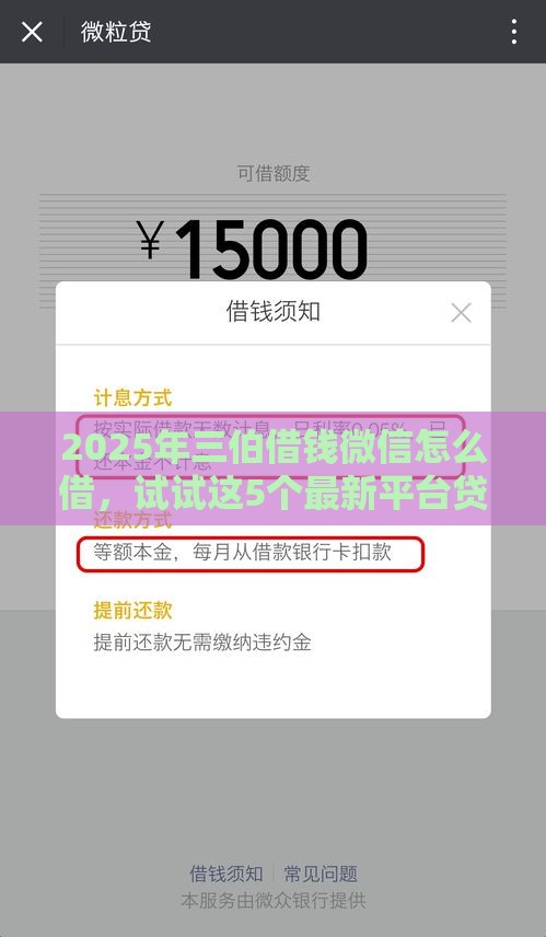 2025年三伯借钱微信怎么借，试试这5个最新平台贷款利息最低