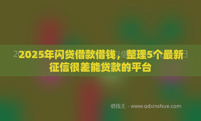 2025年闪贷借款借钱，整理5个最新征信很差能贷款的平台