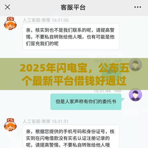 2025年闪电宝，公布五个最新平台借钱好通过
