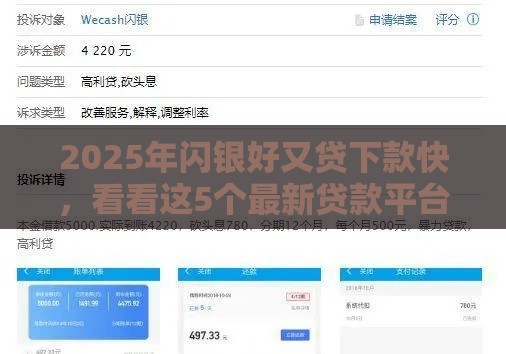 2025年闪银好又贷下款快，看看这5个最新贷款平台怎么投诉
