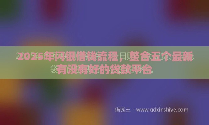 2025年闪银借钱流程，整合五个最新有没有好的贷款平台