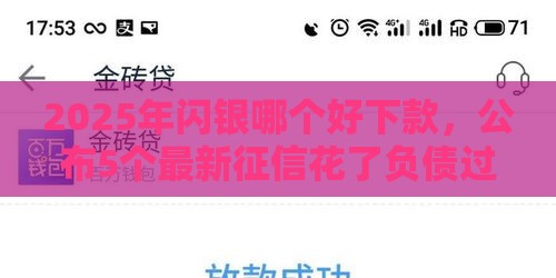 2025年闪银哪个好下款，公布5个最新征信花了负债过高平台可以贷款