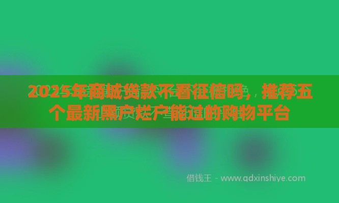 2025年商城贷款不看征信吗，推荐五个最新黑户烂户能过的购物平台