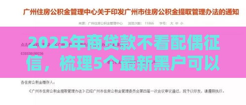 2025年商贷款不看配偶征信，梳理5个最新黑户可以借款的软件