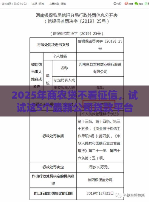 2025年商农贷不看征信，试试这5个最新公司贷款平台