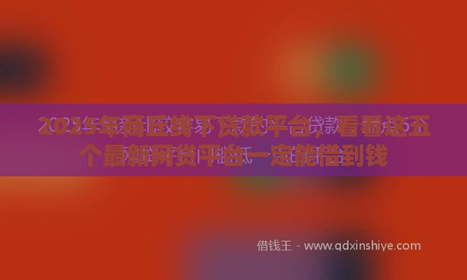 2025年商丘线下贷款平台，看看这五个最新网贷平台一定能借到钱