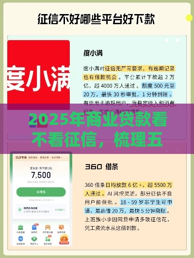 2025年商业贷款看不看征信，梳理五个最新逾期贷款平台