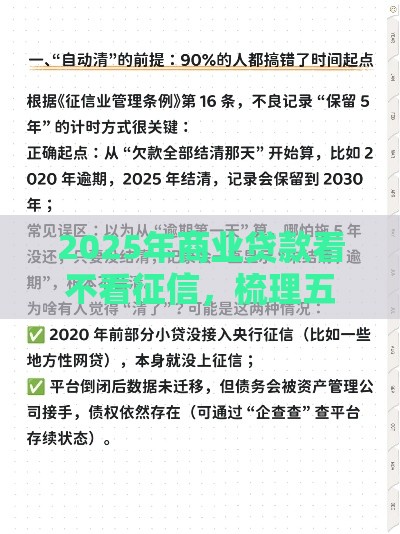 2025年商业贷款看不看征信，梳理五个最新逾期贷款平台