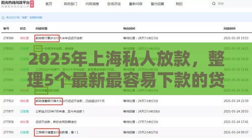 2025年上海私人放款，整理5个最新最容易下款的贷款平台不看征信