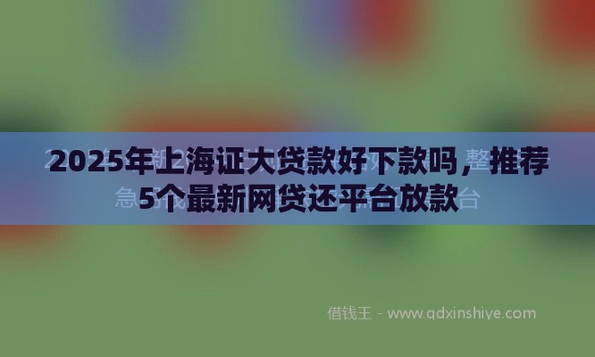 2025年上海证大贷款好下款吗，推荐5个最新网贷还平台放款
