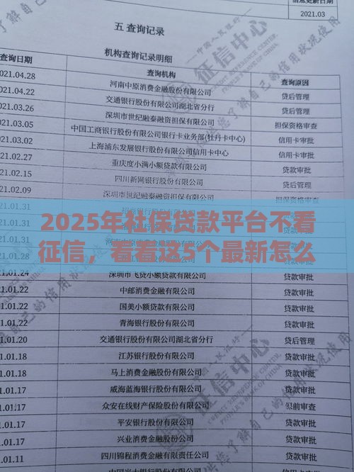 2025年社保贷款平台不看征信，看看这5个最新怎么样投诉网贷平台