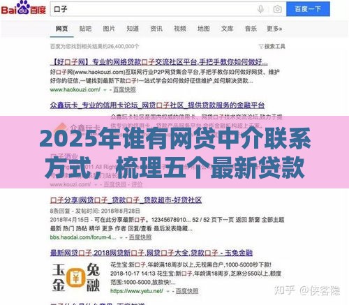 2025年谁有网贷中介联系方式，梳理五个最新贷款撸口子