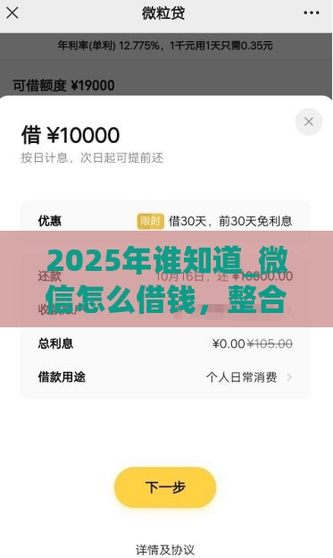 2025年谁知道_微信怎么借钱，整合五个最新17岁学生贷款平台