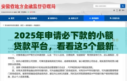 2025年申请必下款的小额贷款平台，看看这5个最新不查征信的口子