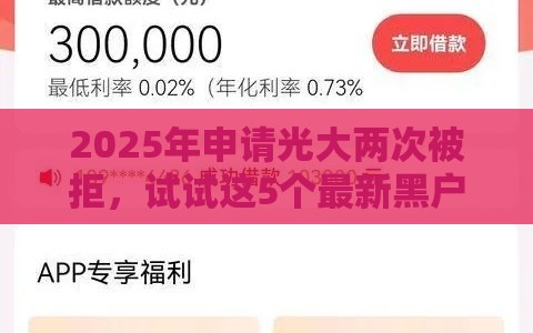 2025年申请光大两次被拒，试试这5个最新黑户平台100%能借到