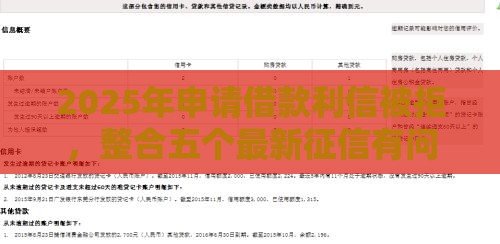 2025年申请借款利信被拒,整合五个最新征信有问题还可以借钱出来的平台 2025年申请借款利信被拒,整合五个最新征信有问题还可以借钱出来的平台